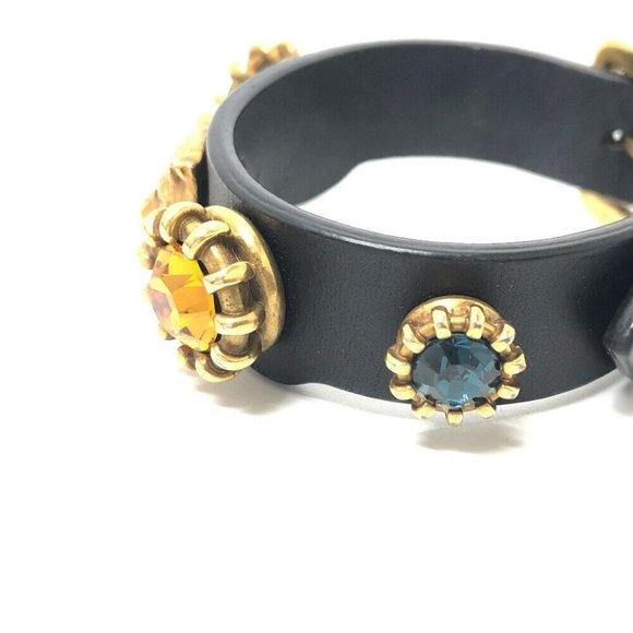 Auth GUCCI Taiga head Accessories Bracelet Leather Black/Gold/Multicolore - Picture 2 of 11